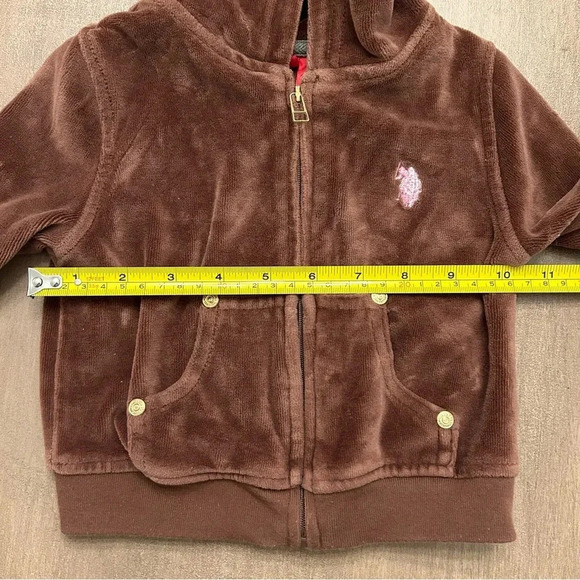 U.S. Polo Assn Brown Baby Zip Up Hoodie Jacket Size 12M - Picture 4 of 8